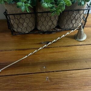 Vintage Brass Candle Snuffer with Etched Leaf Motif and Twist Handle, 12 inches